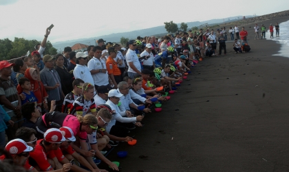 PELEPASLIARAN TUKIK PADA ACARA TOUR DE BANYUWANGI IJEN 2016