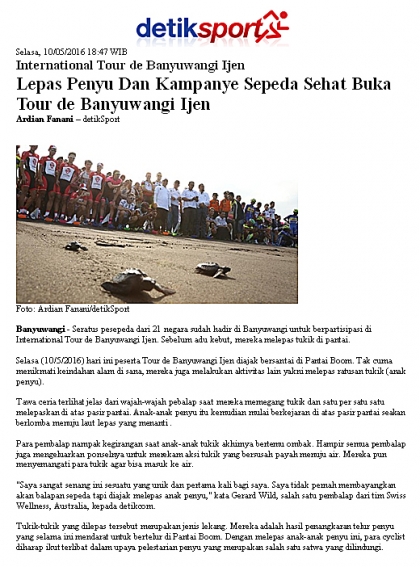 PELEPASLIARAN TUKIK PADA ACARA TOUR DE BANYUWANGI IJEN 2016