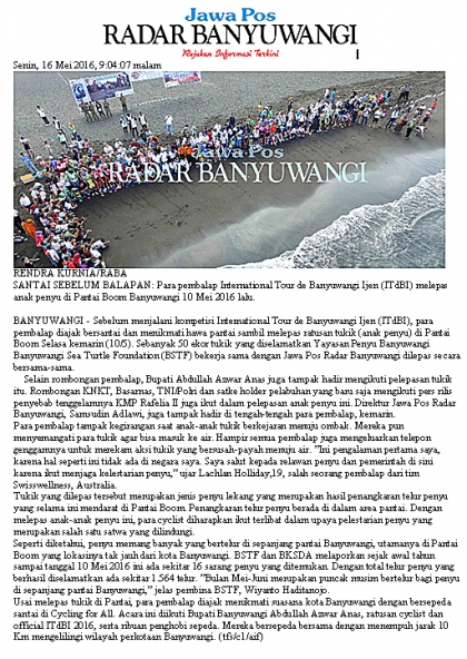 PELEPASLIARAN TUKIK PADA ACARA TOUR DE BANYUWANGI IJEN 2016