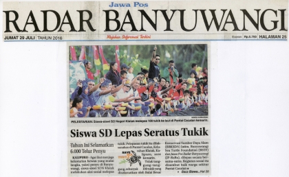 Pelepasliaran Tukik Bersama SIswa SD Klatak