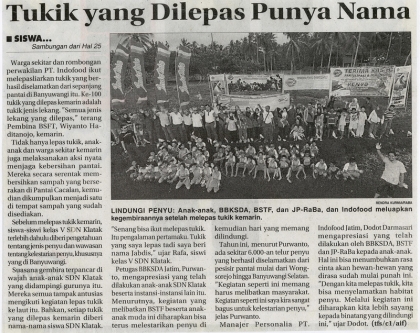 Pelepasliaran Tukik Bersama SIswa SD Klatak