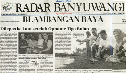 Pelepasliaran Penyu Setelah Tersangkut Jaring Nelayan