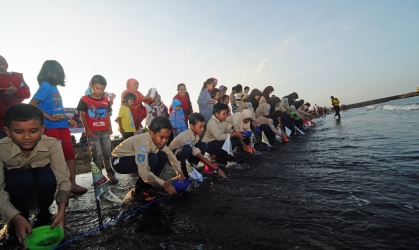 Pelepasliaran Tukik Bersama Pramuka