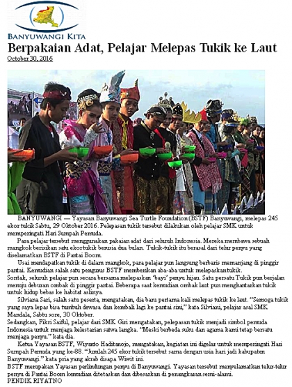 Pelepasliaran Tukik Memperingati Sumpah Pemuda