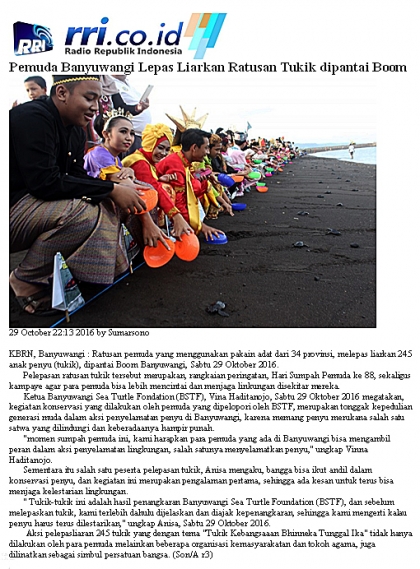 Pelepasliaran Tukik Memperingati Sumpah Pemuda