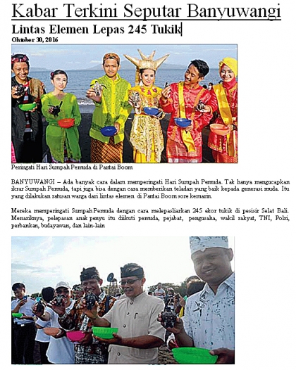 Pelepasliaran Tukik Memperingati Sumpah Pemuda