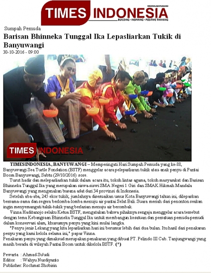 Pelepasliaran Tukik Memperingati Sumpah Pemuda