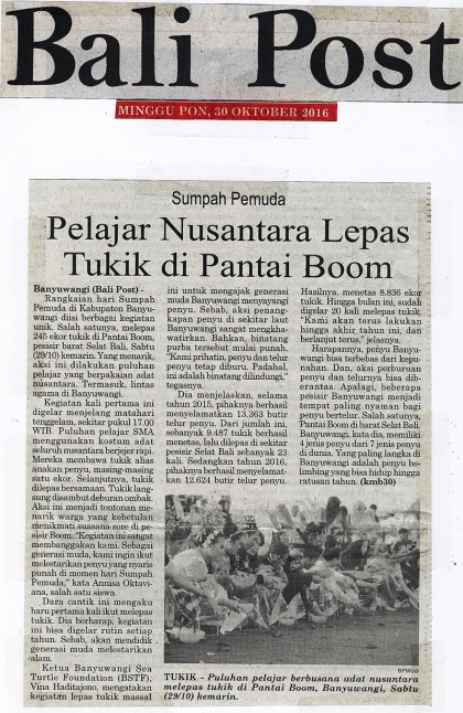 Pelepasliaran Tukik Memperingati Sumpah Pemuda