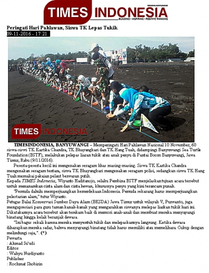 Pelepasliaran Tukik Memperingati Hari Pahlawan