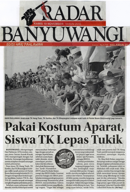 Pelepasliaran Tukik Memperingati Hari Pahlawan