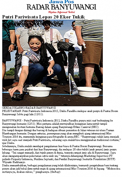 Pelepasliaran Tukik Bersama Putri Pariwisata Indonesia