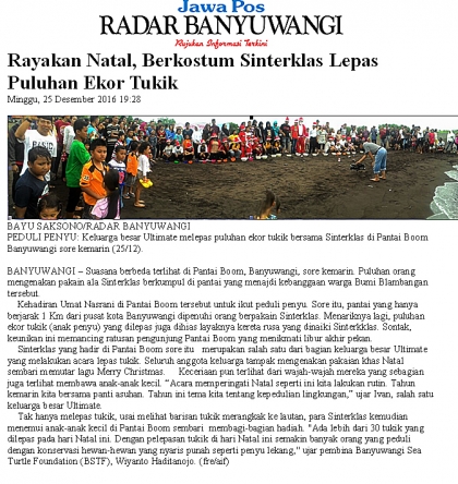 Pelepasliaran Tukik Memperingati Hari Natal