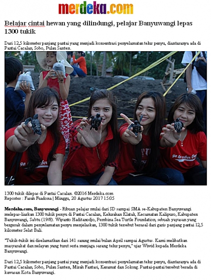 Pelepasliaran Tukik Bersama Pramuka & Masyarakat