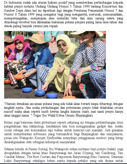 Pelepasliaran Tukik Bersama Ibu Wakapolri