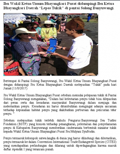 Pelepasliaran Tukik Bersama Ibu Wakapolri