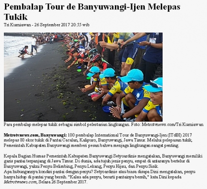 Pelepasliaran Tukik Bersama Tour de Ijen Banyuwangi 2017