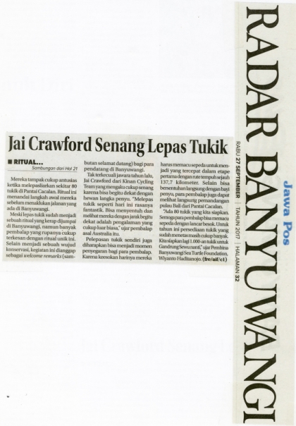 Pelepasliaran Tukik Bersama Tour de Ijen Banyuwangi 2017