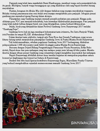 Pelepasliaran Tukik Dalam Event Gandrung Sewu 2017