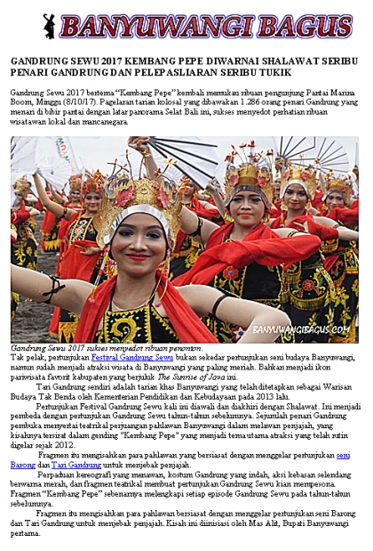 Pelepasliaran Tukik Dalam Event Gandrung Sewu 2017