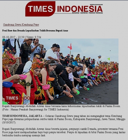 Pelepasliaran Tukik Dalam Event Gandrung Sewu 2017