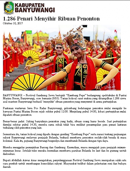 Pelepasliaran Tukik Dalam Event Gandrung Sewu 2017